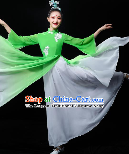 Chinese Traditional Jiangnan Watertown Performance Costumes Classical Dance Clothing Umbrella Dance Green Dress