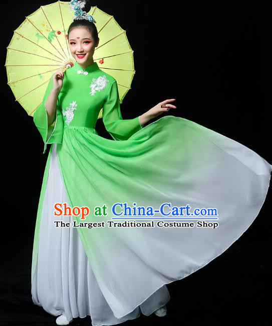 Chinese Traditional Jiangnan Watertown Performance Costumes Classical Dance Clothing Umbrella Dance Green Dress
