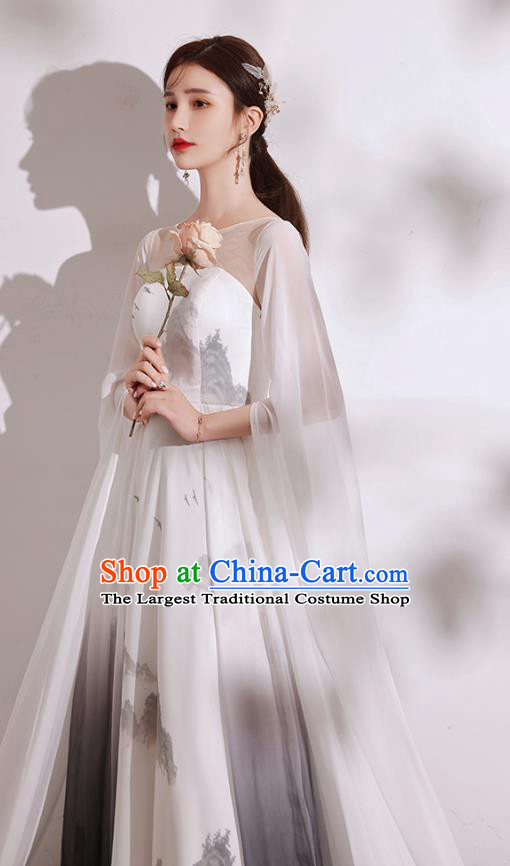 China Stage Show Ink Painting Full Dress Chorus Group Performance Costumes Annual Meeting Compere Clothing