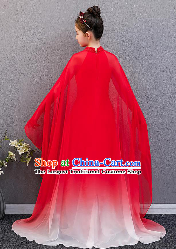 Top Grade Girl Chorus Group Fashion Catwalks Red Dress Children Stage Performance Costume