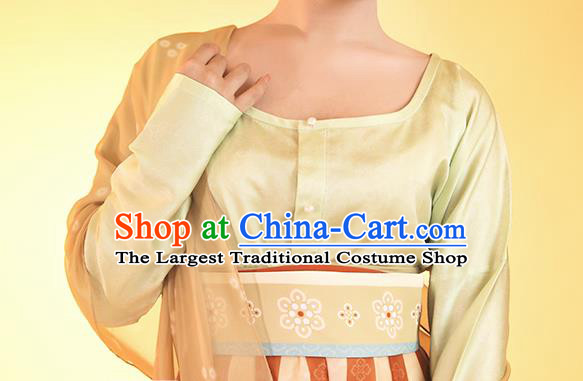 China Traditional Tang Dynasty Young Beauty Historical Clothing Ancient Court Maid Hanfu Dress Apparels