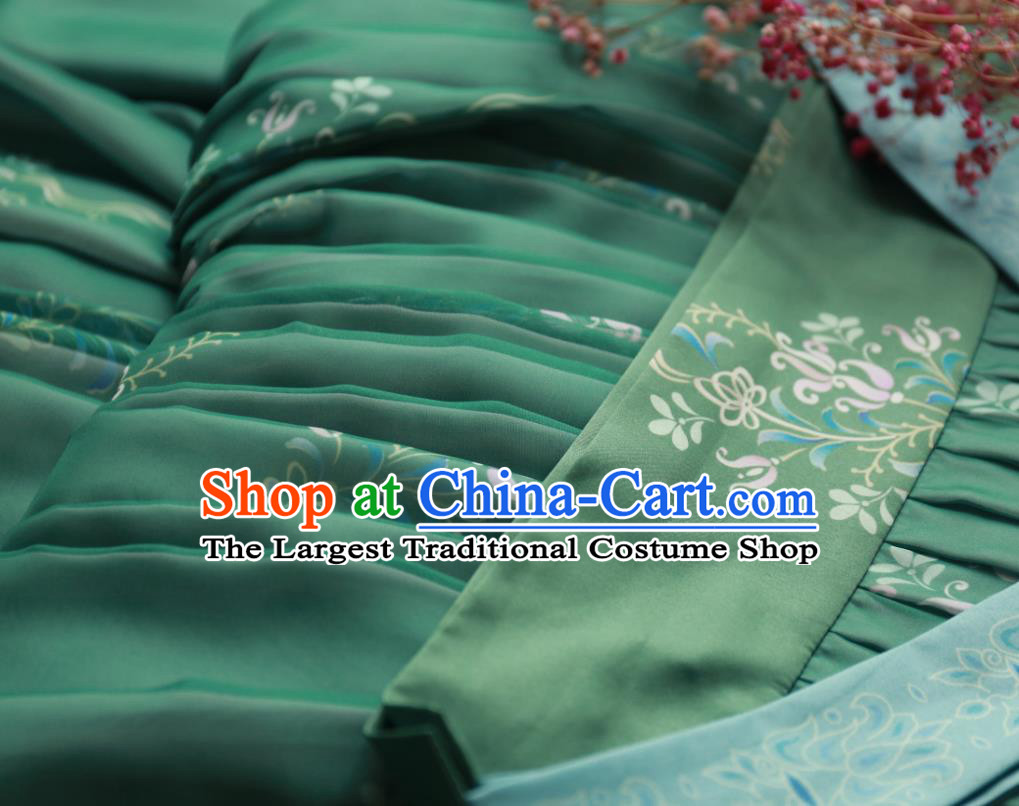 Traditional China Tang Dynasty Historical Costumes Ancient Court Beauty Green Hanfu Dress Clothing