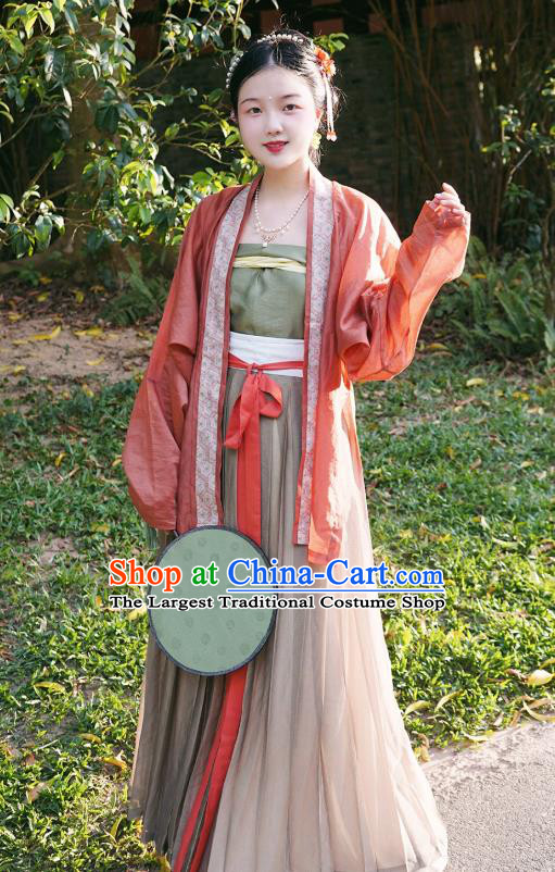 Traditional China Song Dynasty Young Lady Historical Costumes Ancient Village Girl Hanfu Clothing Complete Set