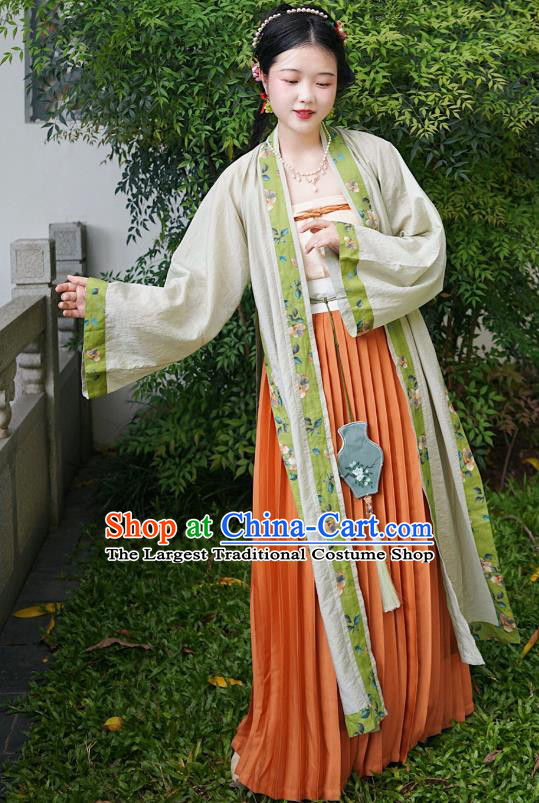 China Ancient Young Lady Hanfu Clothing Traditional Song Dynasty Historical Costumes