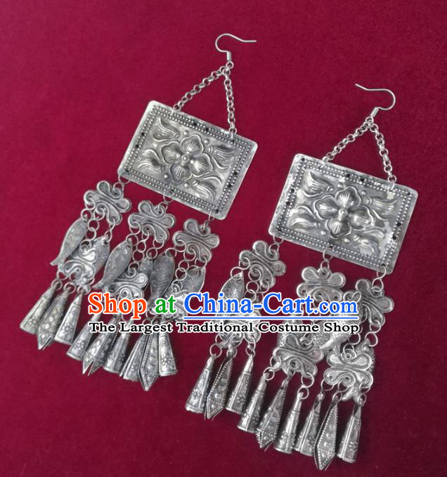 China Traditional Cheongsam Ear Accessories National Ethnic Silver Fish Tassel Earrings