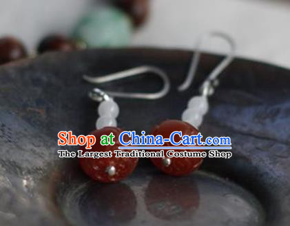 China Handmade National Agate Earrings Traditional Cheongsam Ear Accessories