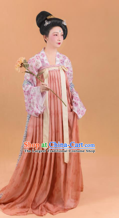 China Traditional Hanfu Dress Clothing Ancient Tang Dynasty Noble Beauty Historical Costumes
