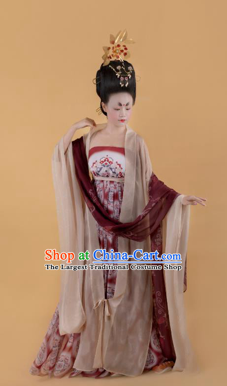 China Traditional Tang Dynasty Court Lady Historical Clothing Ancient Imperial Consort Hanfu Dress Full Set