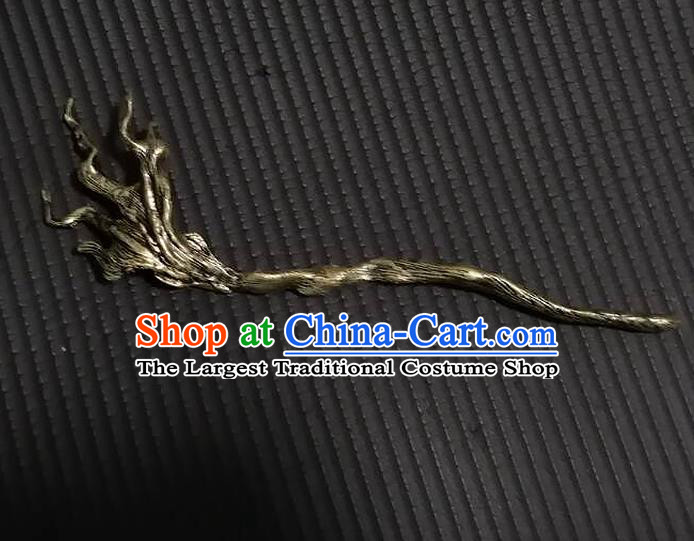 Chinese Ancient Swordsman Golden Hairpin Handmade Traditional Han Dynasty Prince Hair Stick