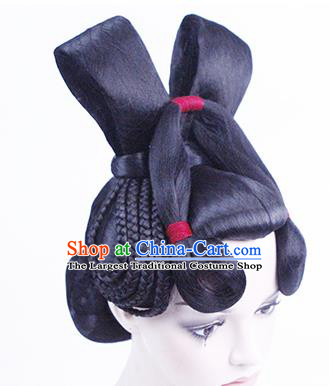 China Classical Dance Performance Headwear Traditional Tang Dynasty Imperial Concubine Wigs Chignon