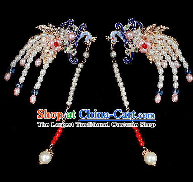 Chinese Ancient Noble Lady Phoenix Hairpin Traditional Ming Dynasty Court Tassel Hair Claw