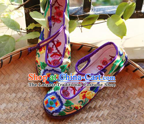 Chinese Yunnan Ethnic Folk Dance Shoes Hand Embroidered Shoes Traditional National Strong Cloth Soles Shoes