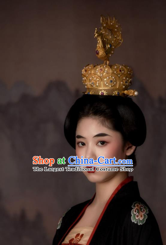 China Ancient Royal Princess Garment Costumes Traditional Five Dynasties Court Woman Historical Dress Clothing and Handmade Headpieces