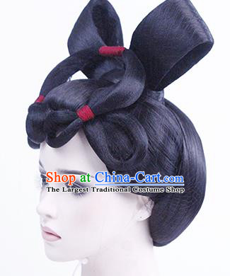China Traditional Tang Dynasty Court Lady Performance Wigs Chignon Classical Dance Hair Accessories