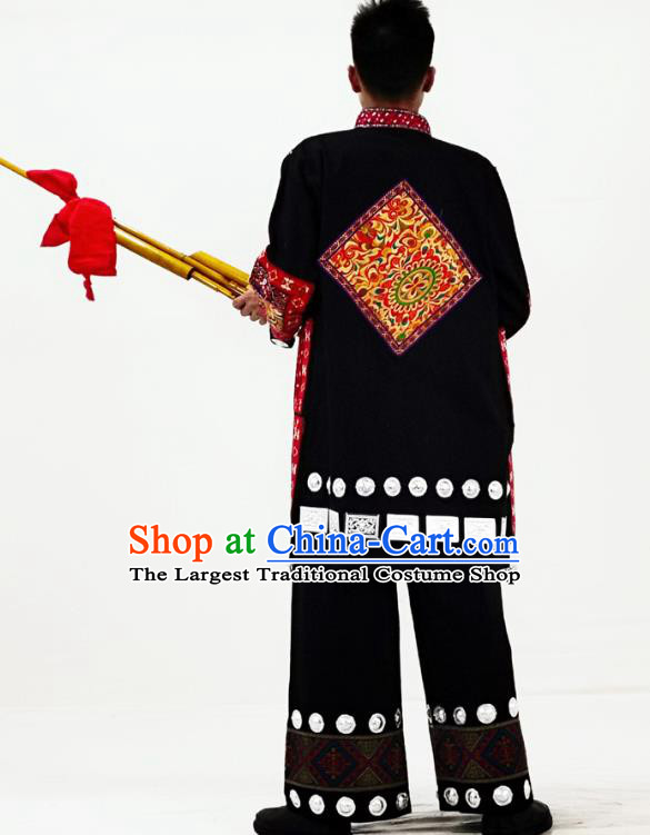 China Traditional Yi Nationality Festival Performance Garment Costumes Dong Folk Dance Brown Clothing