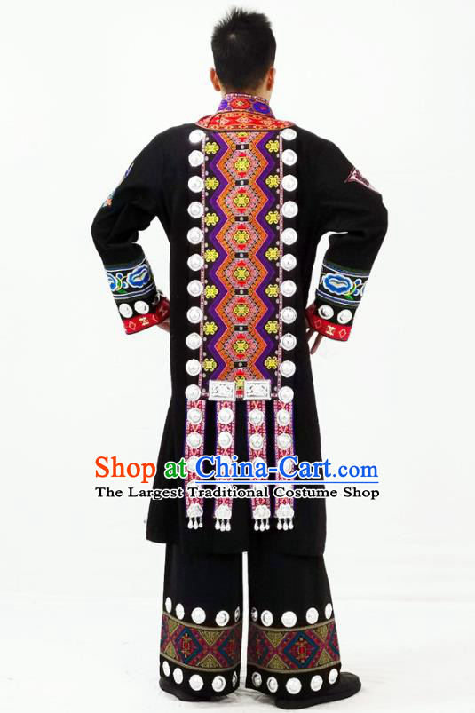 China Traditional Yunnan Ethnic Wedding Bridegroom Clothing Yao Nationality Festival Performance Garment Costumes