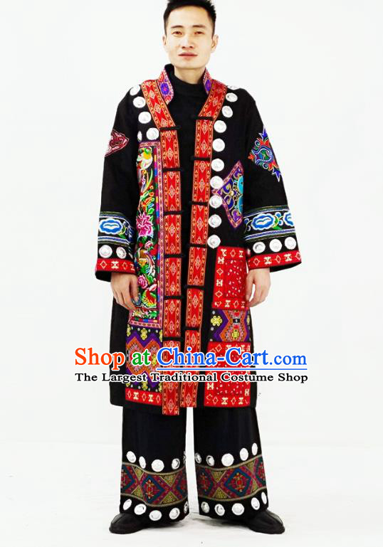 China Traditional Yunnan Ethnic Wedding Bridegroom Clothing Yao Nationality Festival Performance Garment Costumes