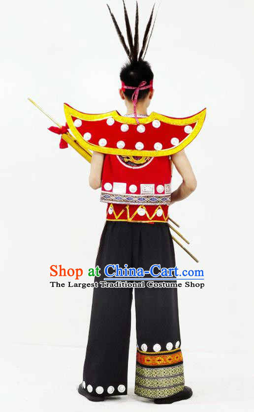 China Traditional Ethnic Performance Clothing Yao Nationality Folk Dance Garment Costumes and Headwear