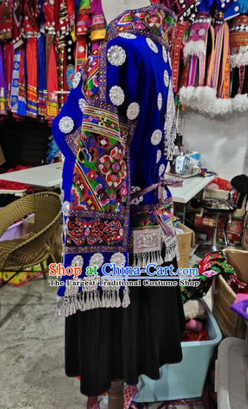 Chinese Tujia Minority Outfits Ethnic Folk Dance Garment Xiangxi Nationality Performance Dress Clothing