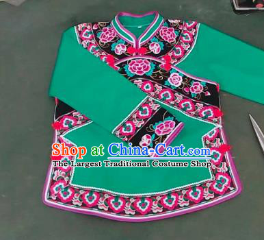 Chinese Puyi Nationality Green Blouse Ethnic Woman Top Garment Guizhou Bouyei Minority Embroidered Shirt Clothing