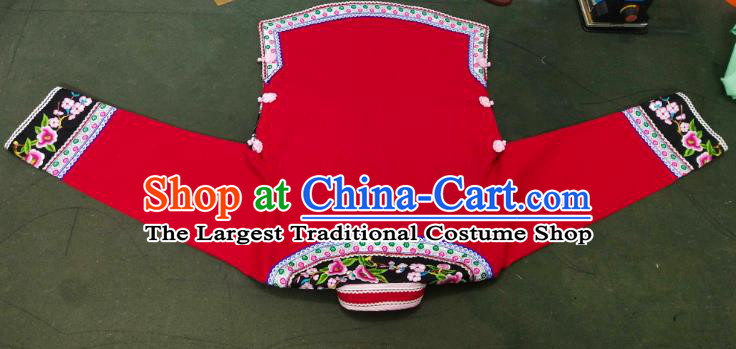 Chinese Bouyei Nationality Red Blouse Ethnic Woman Embroidered Top Garment Guizhou Minority Shirt Clothing