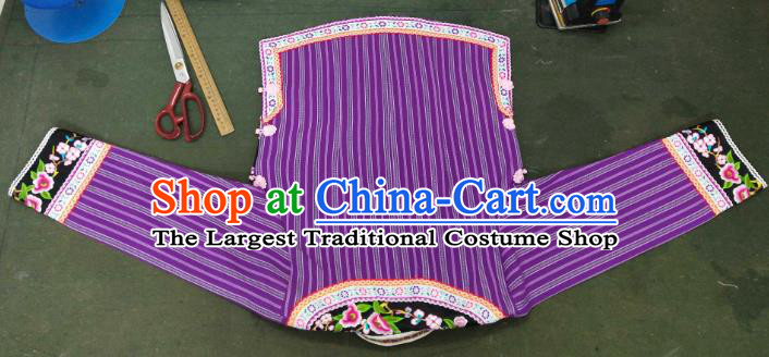 Chinese Embroidered Purple Top Garment Guizhou Ethnic Performance Clothing Bouyei Nationality Woman Blouse
