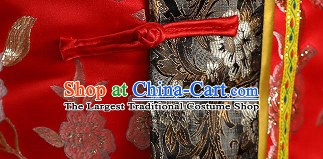 China Ancient Imperial Concubine Embroidered Dress Traditional Qing Dynasty Court Woman Historical Garment Clothing and Headdress Complete Set
