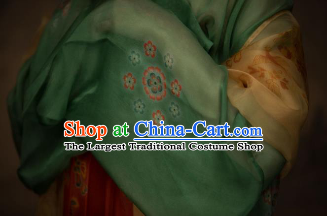 China Ancient Court Woman Red Hanfu Dress Traditional Tang Dynasty Princess Historical Garment Costumes and Handmade Headpieces