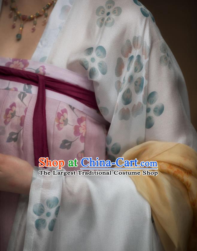 China Traditional Tang Dynasty Court Lady Historical Garment Costume Ancient Princess Pink Hanfu Dresss Apparels