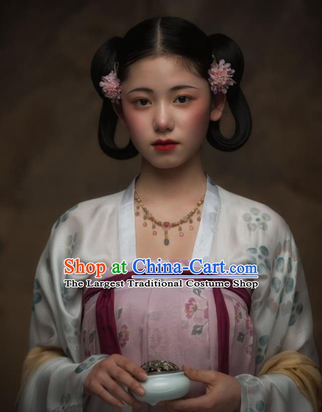 China Traditional Tang Dynasty Court Lady Historical Garment Costume Ancient Princess Pink Hanfu Dresss Apparels