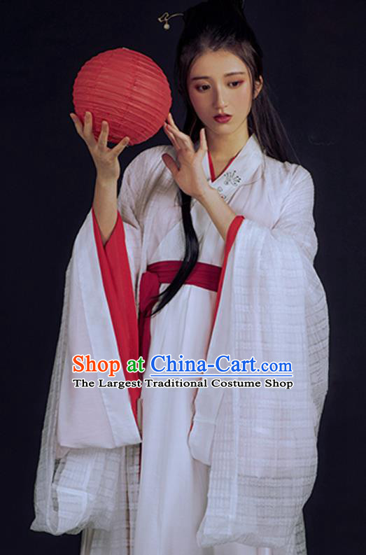 China Traditional Jin Dynasty Young Beauty Historical Costume Ancient Fairy Princess Hanfu Dress Clothing