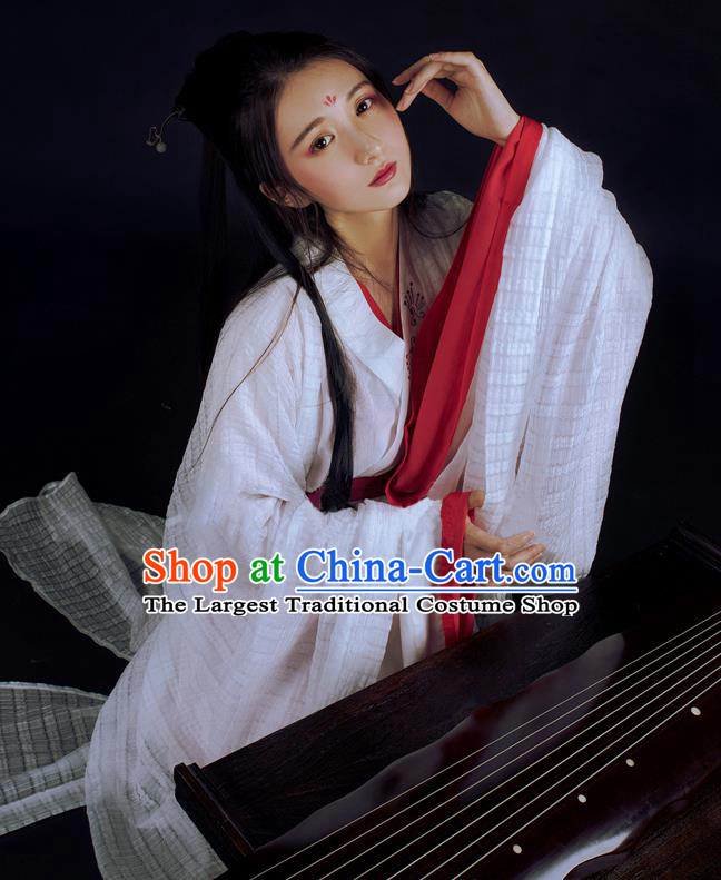 China Traditional Jin Dynasty Young Beauty Historical Costume Ancient Fairy Princess Hanfu Dress Clothing