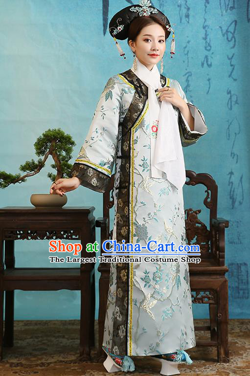 Ancient China Imperial Concubine Dress Garments Qing Dynasty Court Woman Historical Clothing and Headpieces Complete Set