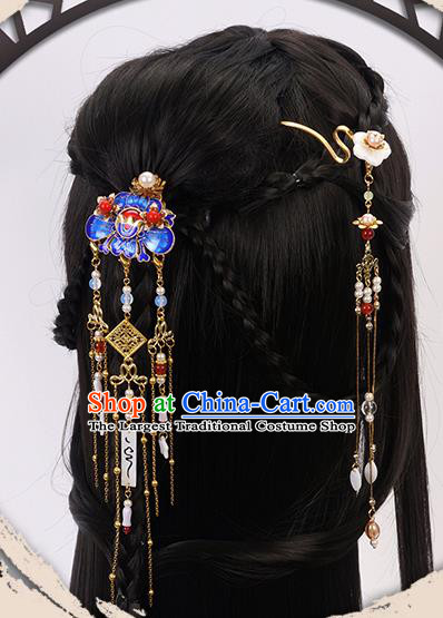 China Ancient Royal Princess Wigs Headgear Traditional Jin Dynasty Young Woman Bangs Wig Sheath