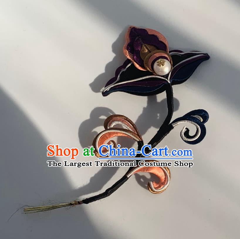 China Ancient Palace Lady Hairpin Traditional Hanfu Hair Accessories Tang Dynasty Silk Flower Hair Stick