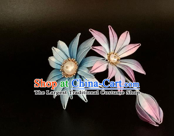 China Handmade Silk Chrysanthemum Hairpin Traditional Hanfu Hair Accessories Ancient Song Dynasty Court Woman Hair Stick