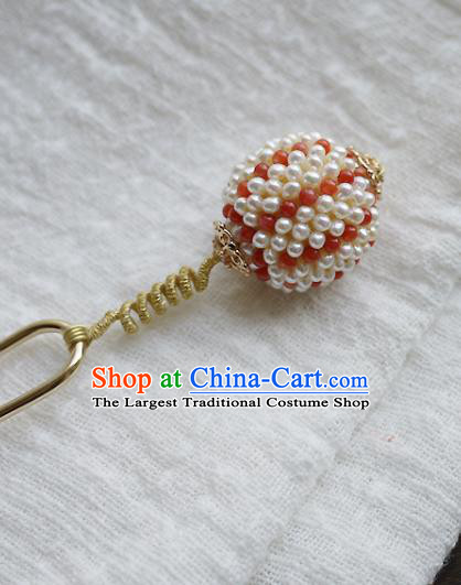 Chinese Ancient Imperial Concubine Hairpin Hair Accessories Traditional Qing Dynasty Court Woman Pearls Hair Stick