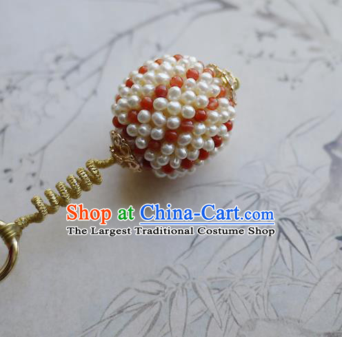 Chinese Ancient Imperial Concubine Hairpin Hair Accessories Traditional Qing Dynasty Court Woman Pearls Hair Stick