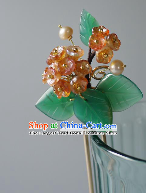 Chinese Ancient Palace Princess Pearls Hairpin Traditional Song Dynasty Court Lady Hydrangea Hair Stick