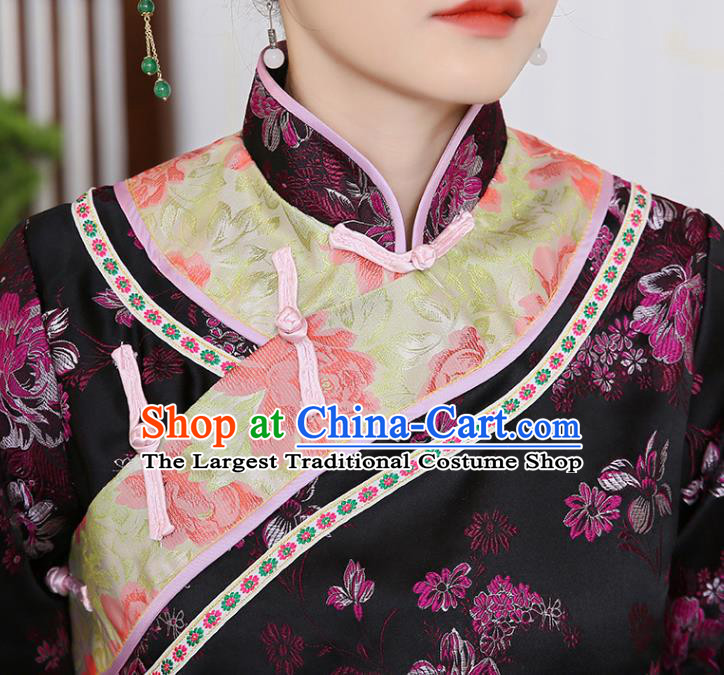 China Ancient Young Mistress Purple Dress Garments Traditional Qing Dynasty Rich Woman Clothing and Headpieces