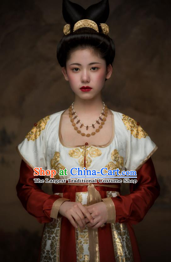 China Traditional Tang Dynasty Royal Princess Historical Clothing Ancient Court Lady Hanfu Dress Garments