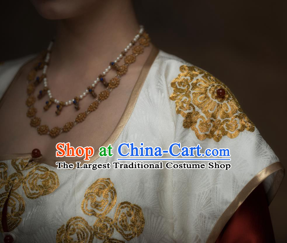 China Traditional Tang Dynasty Royal Princess Historical Clothing Ancient Court Lady Hanfu Dress Garments