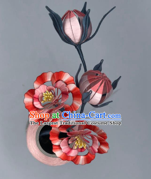 China Handmade Silk Peony Flowers Hairpin Traditional Hanfu Hair Accessories Ancient Song Dynasty Court Princess Hair Stick