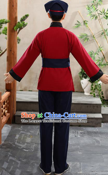 China Ancient Clothing Ming Dynasty Waiter Civilian Male Stage Performance Suits