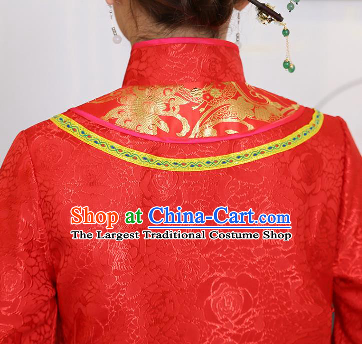 China Ancient Rich Young Mistress Red Dress Traditional Qing Dynasty Wealthy Madame Garment Clothing