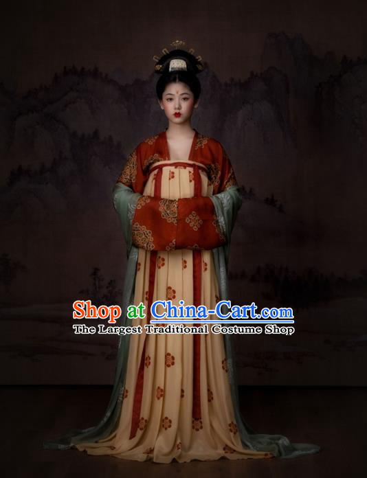 China Ancient Garment Traditional Tang Dynasty Court Princess Hanfu Dress Historical Clothing Complete Set