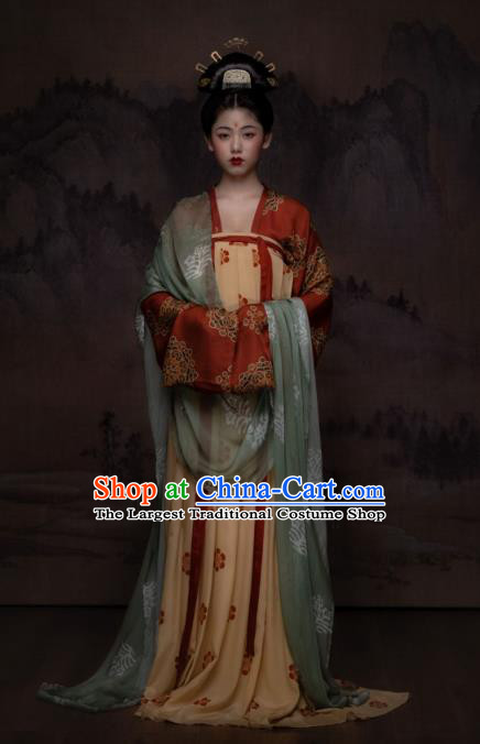 China Ancient Garment Traditional Tang Dynasty Court Princess Hanfu Dress Historical Clothing Complete Set