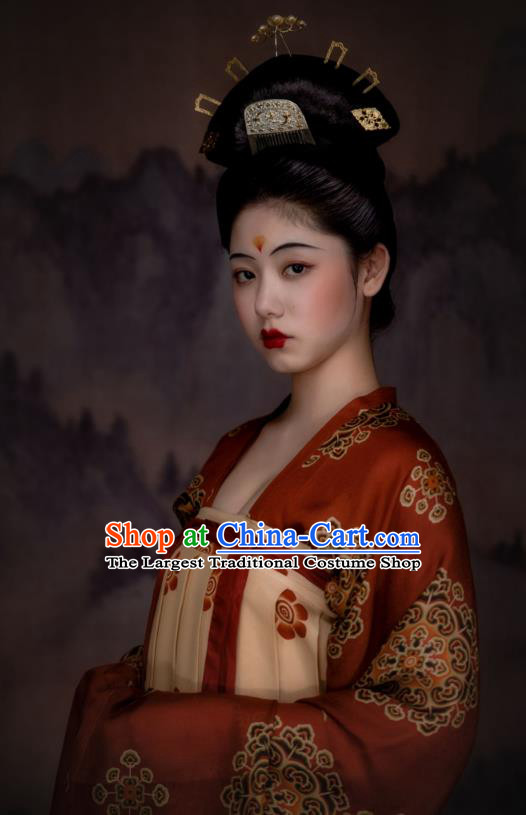China Ancient Garment Traditional Tang Dynasty Court Princess Hanfu Dress Historical Clothing Complete Set