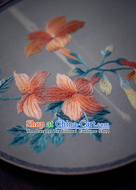 China Classical Silk Palace Fan Traditional Hanfu Fan Handmade Embroidered Trumpet Creeper Circular Fan