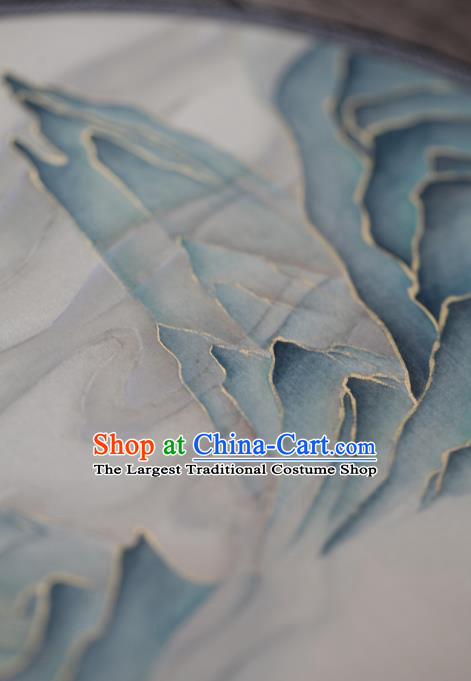 Chinese Ancient Ming Dynasty Hanfu Fans Handmade Painting Landscape Silk Circular Fan Traditional Palace Fan